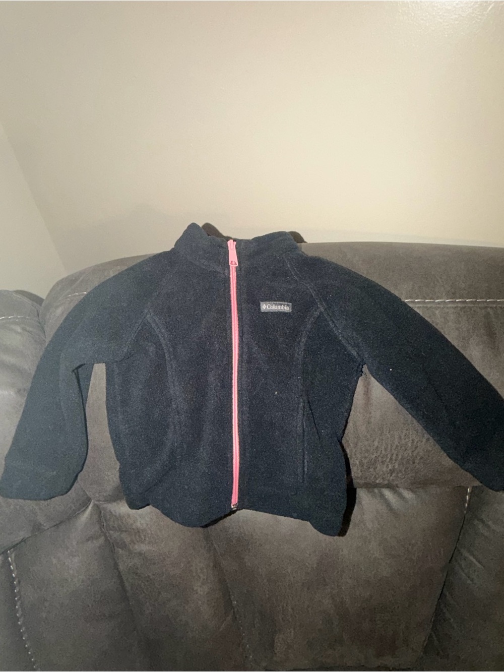 Columbia Black Kids Fleece Jacket with Pink Zipper